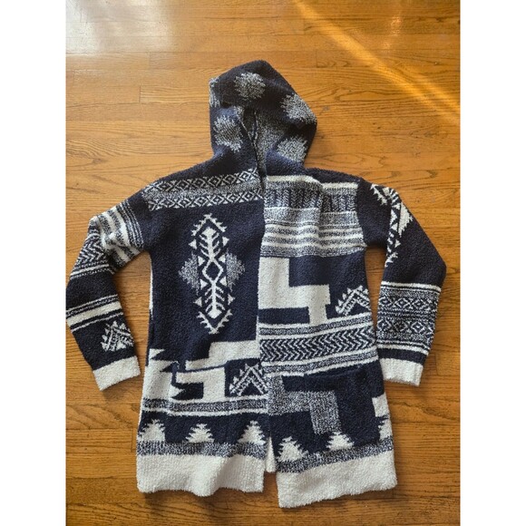 Barefoot Dreams Cozychic Aztec Hooded Cardigan Sweater Size Small Oversized - Picture 1 of 7